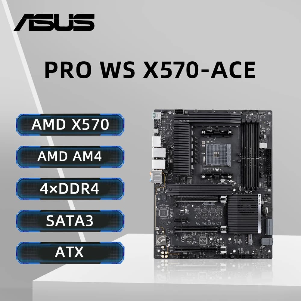 لوحة أم ASUS Pro WS X570-ACE بمعالج AMD X570 تدعم 5600G 5700X 5700X3D 5800x3D CPU و4xDDR4 و128 جيجابايت M.2 وHDMI وPCIe 4.0 ATX AM4