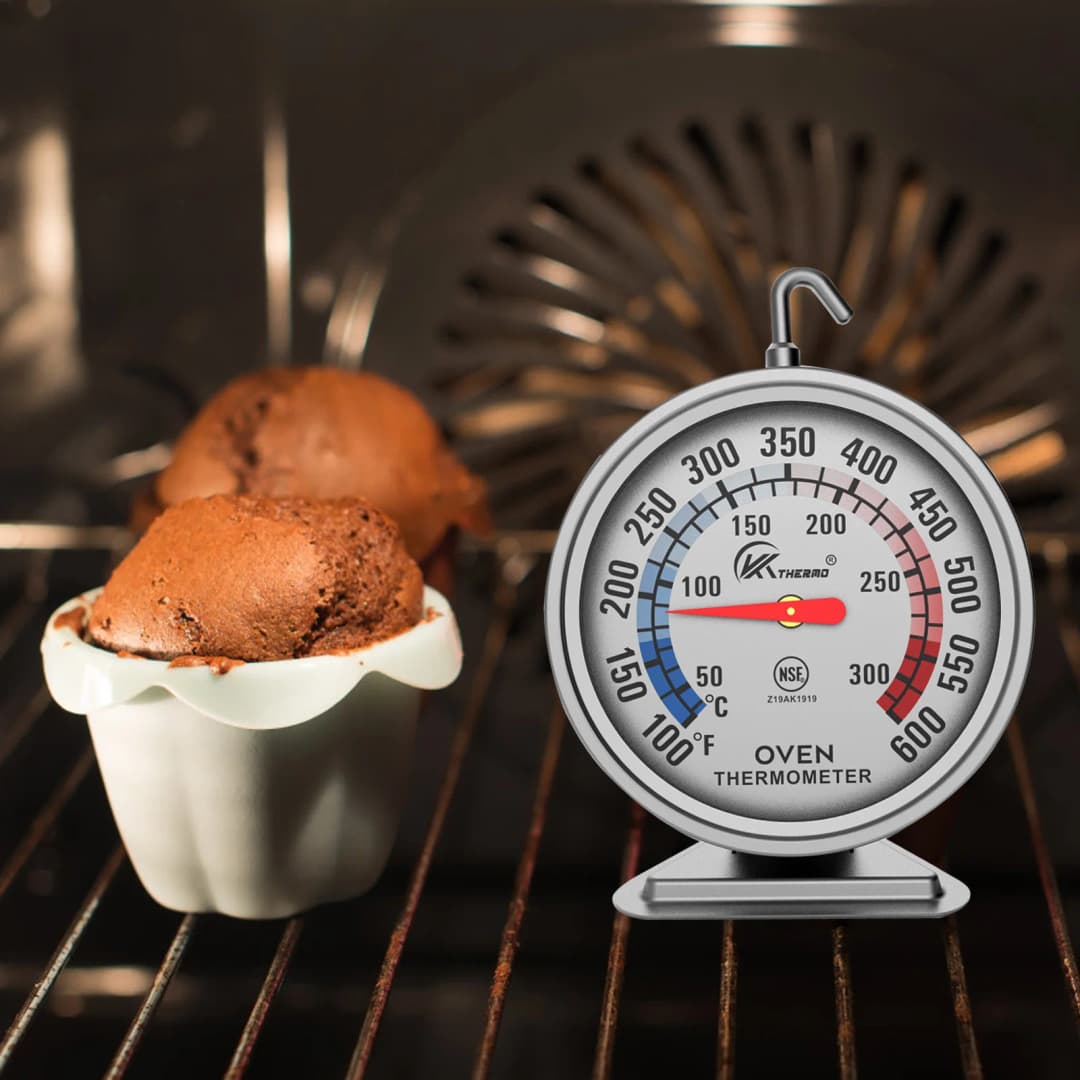 مقياس حرارة فرن من الفولاذ المقاوم للصدأ 50-300°C مع قرص كبير وخطاف - للخبز، الشواء، الدجاج المشوي، الكيك، البيتزا - 3