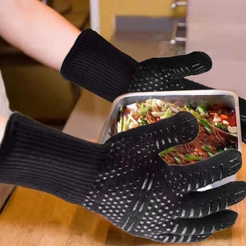 BBQ Microwave Oven Gloves High Temperature Resistance Barbecue Mitts 800 Degrees Fireproof Anti Heat Insulation Glove for Baking