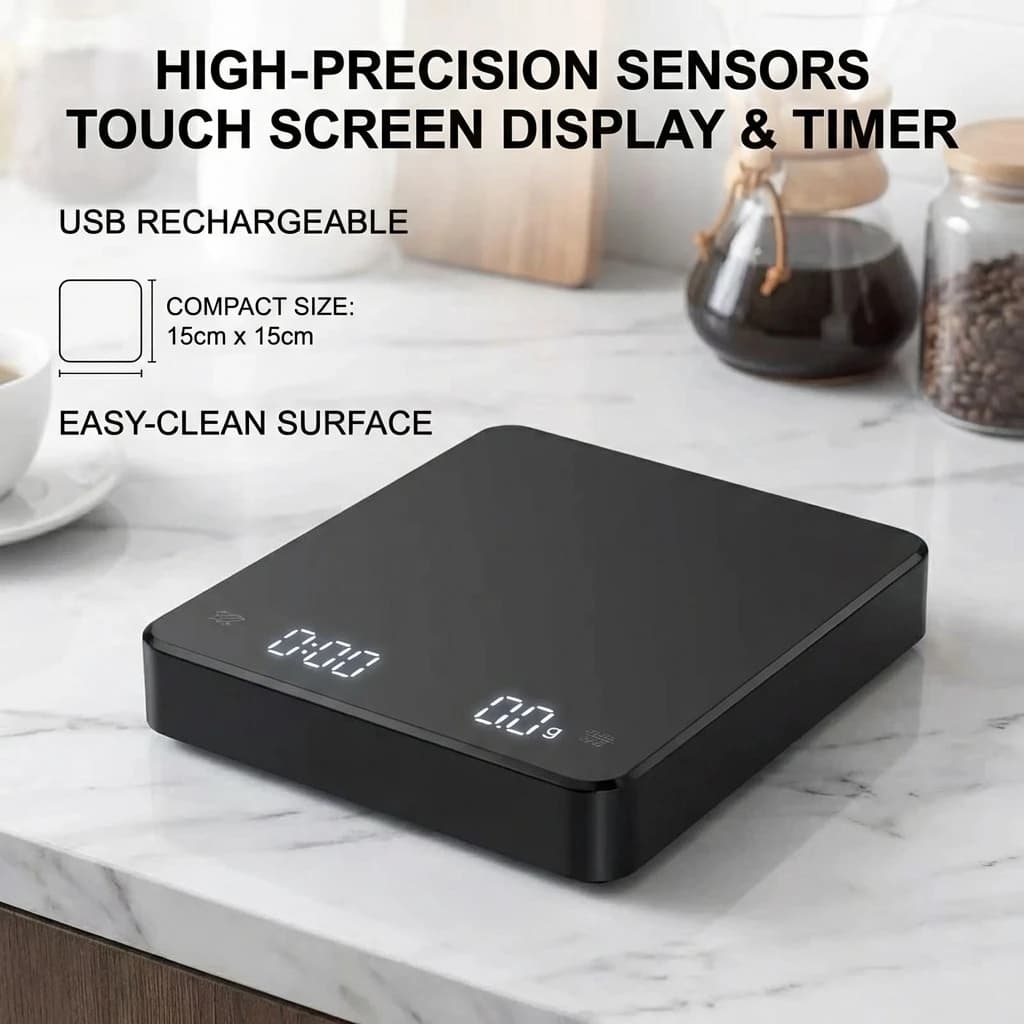 ميزان مطبخ رقمي بشاشة LED مع مؤقت USB، دقيق حتى 3 كجم/0.1 جرام لوحدات الأونصة/جرام/مل، مثالي للإسبريسو - 4