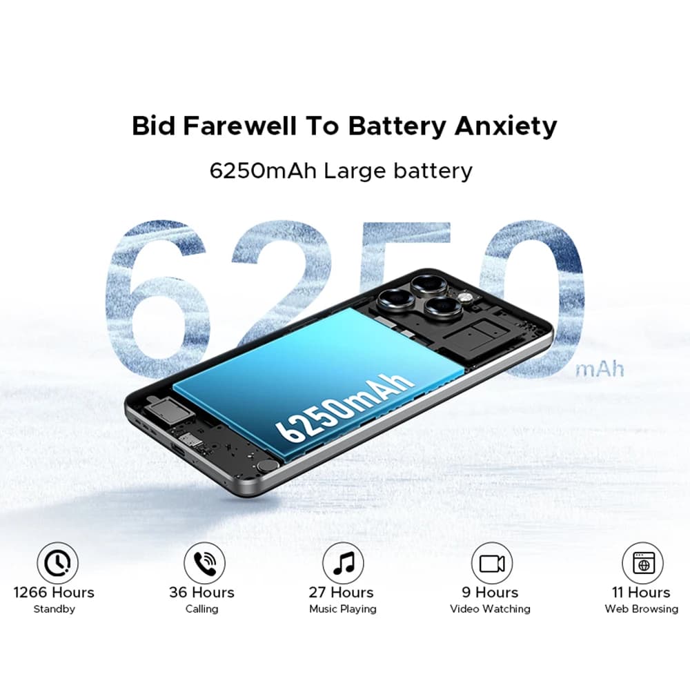 نسخة عالمية DOOGEE Note 58 هاتف ذكي 32 جيجابايت (8+24) 128 جيجابايت 6.75 بوصة HD+ 90 هرتز بطارية كبيرة 6250 مللي أمبير UNISOC T7250 NFC أندرويد 15 - 3