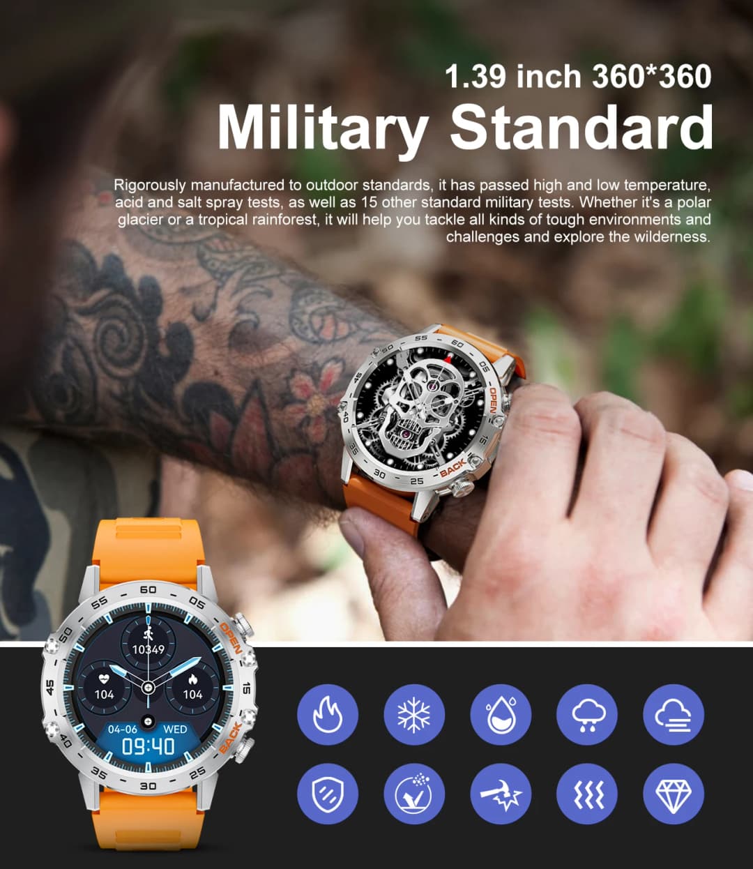 LIGE New1.39" Bluetooth Call Smart Watch Men Outdoor Sport Fitness Heart Rate Health Monitoring Smartwatch for Android IOS Phone - 3