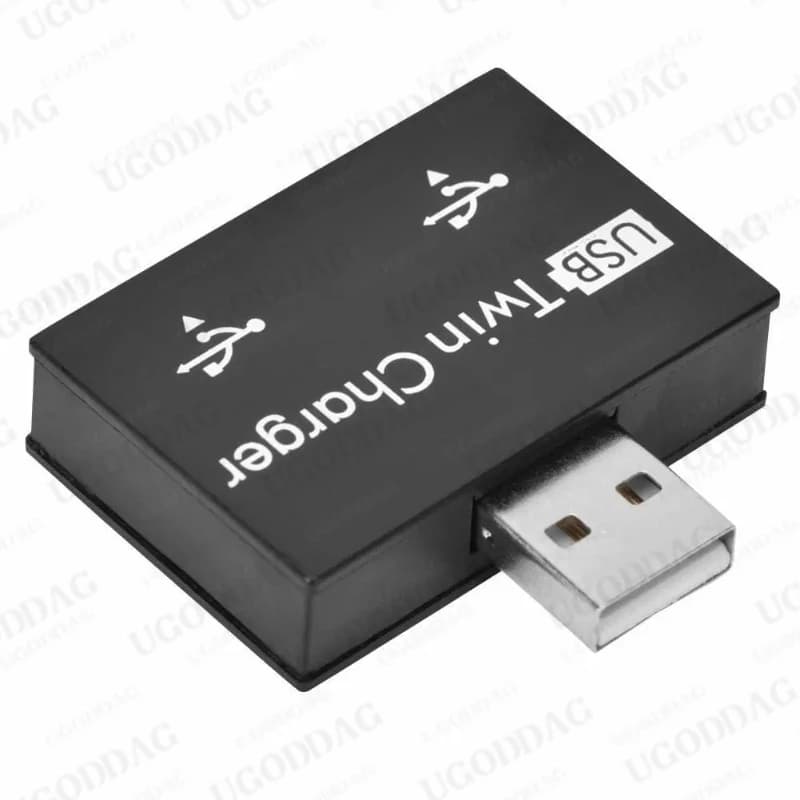 محور USB صغير 2-Port USB مزدوج شاحن الفاصل طقم محوّل سبائك الألومنيوم PC صغير محمول متين محور USB صغير للشحن - 6