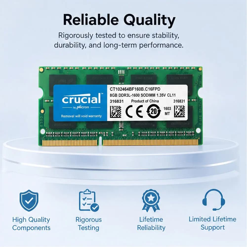 Crucial Laptop Memory RAM DDR3 DDR3L 8GB 1333 1066 1600 1866MHz PC3-8500 10600 PC3L-12800 14900 Notebook 1.35V 1.5V SODIMM RAMs - 5