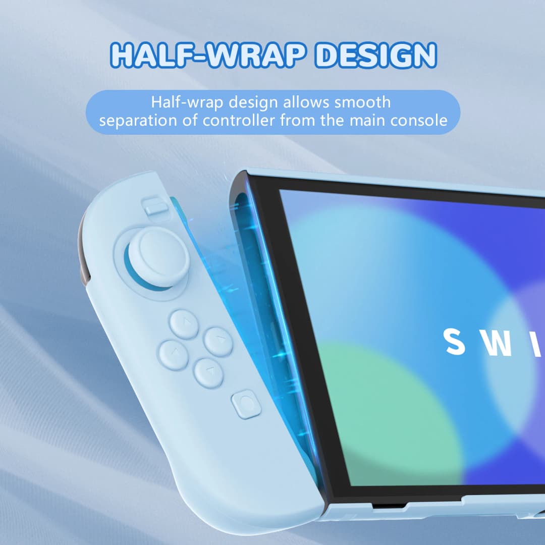 PlayVital Solid Color Protective Case for Nintendo Switch 2, Anti-Scratches Hard Shell Dockable Grip Cover with  Foldable Stand - 3