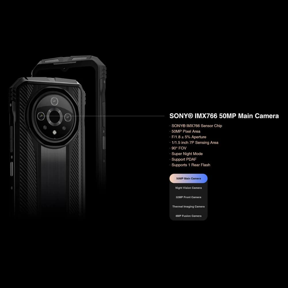 هاتف DOOGEE V31GT المتين 6.58 بوصة FHD شاشة 120 هرتز 5G تصوير حراري Dimensity 1080 12 جيجا رام + 256 جيجا روم 10800 مللي أمبير - 4