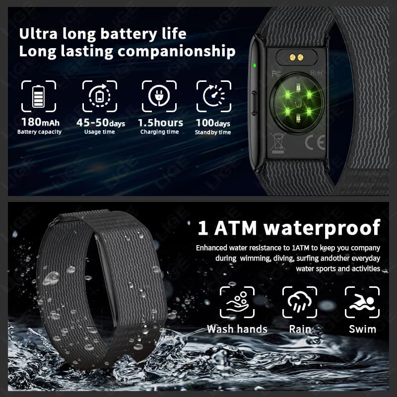 LIGE NO Screen Smart Wristbands With Heart Rate Sleep AI Health Monitor Report Smart Bracelet Incoming Call Notification Watches - 5