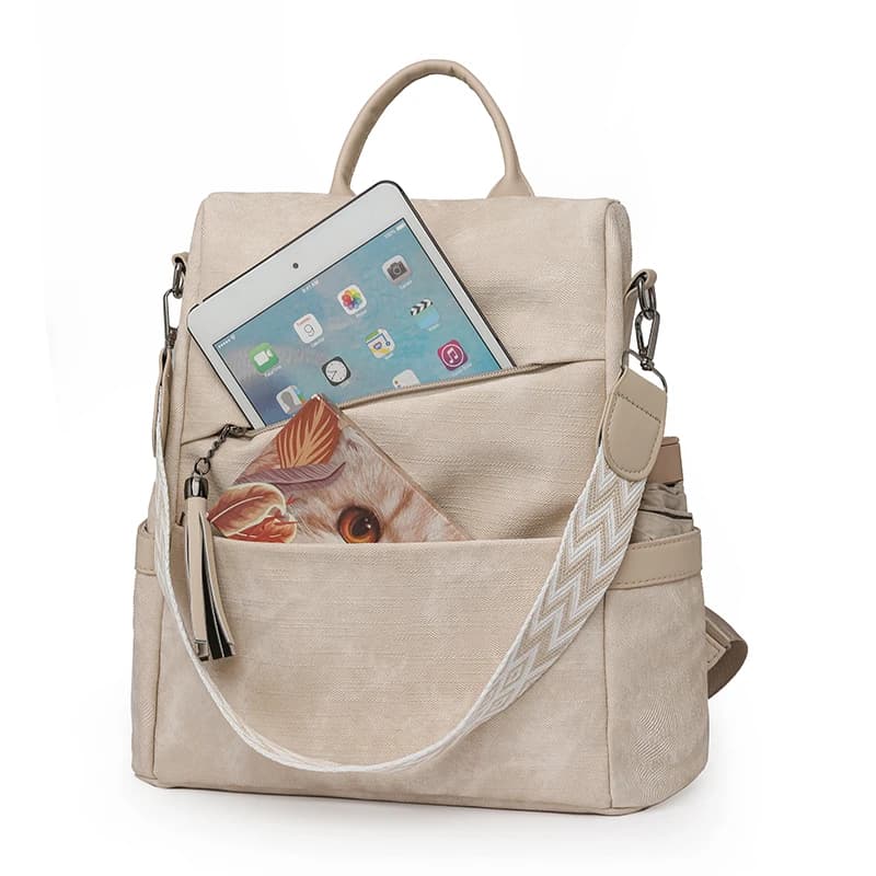 High Quality Pu Leather Backpack Women Ladies Shoulder Bag Designer Fashion Daypack Large Capacity School Bag for Girls - 6