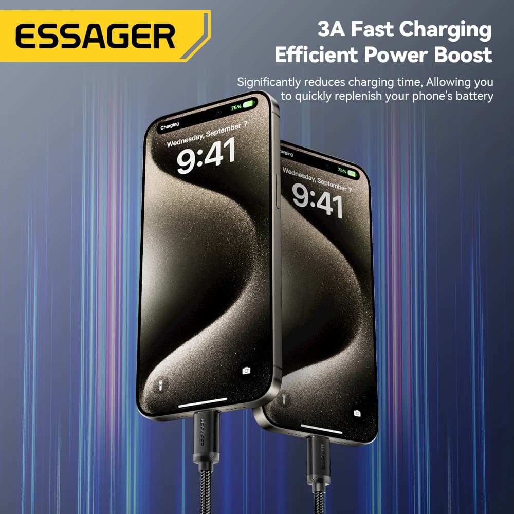 Essager 3A USB Type C Cable For Iphone 15 plus Huawei Mate60 P60 Fast Charging Wire USB-C Charger Data Cord For  Xiaomi  Samsung - 3