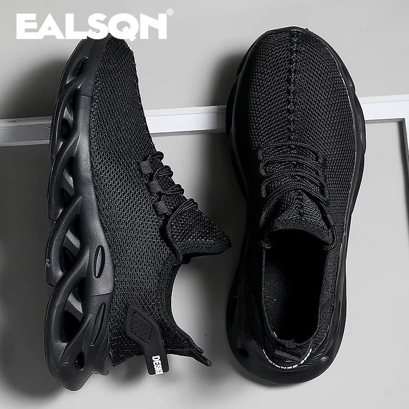 Men Sports Running Black Jogging Shoes Casual Sneakers Brown Outdoor Breathable Mesh Women Light Shock-absorption Black Tennis - 4
