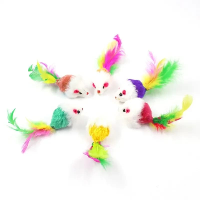 Multicolor Furry Mouse Cat Toys Cute Gravel Sound Toy Faux Mice Cat Scratching Interactive Toys Kitten Puppy Pet Supplies - 5