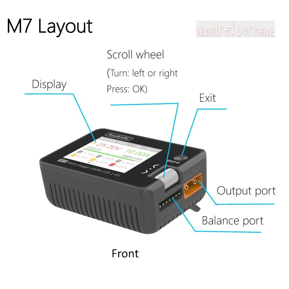 ToolkitRC M7 Charger Intelligent Discharge Lithium Battery 1S 2S 3S-6S Server ESC Receiver Detection IPS Model Toy Accessories - 3