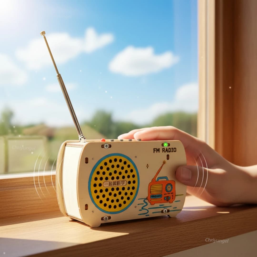 مجموعة راديو خشبي DIY رترو FM تعليمي STEM لعبة بناء تجربة علمية مجموعة ألغاز ثلاثية الأبعاد هدية عيد ميلاد للأطفال والمراهقين - 2