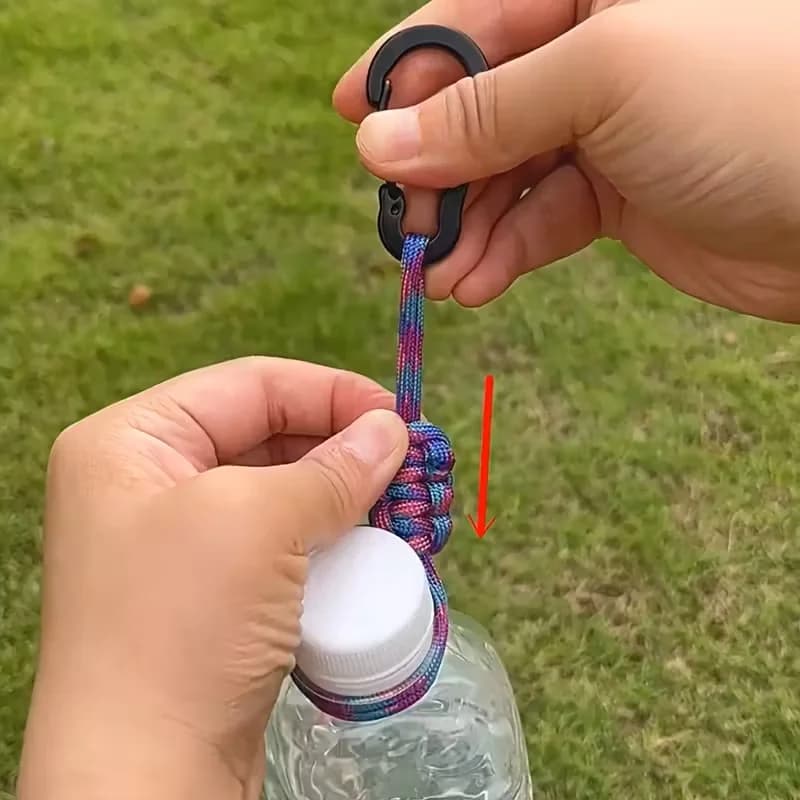 مشبك زجاجة مياه متعدد الوظائف للخارج، مشبك غلاية، حامل زجاجة مياه مع سلسلة مفاتيح مضادة للسرقة - 6