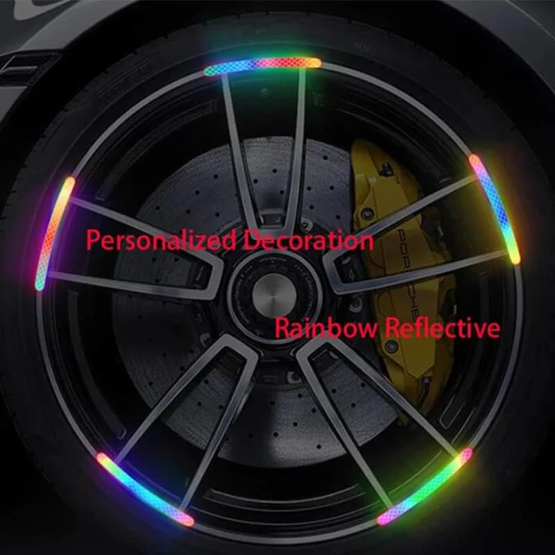 Anti-Collision Reflective Warning Stickers For Car Motorcycle, Bicycle Wheels, Seven-Color Laser Car Decoration Accessories - 2