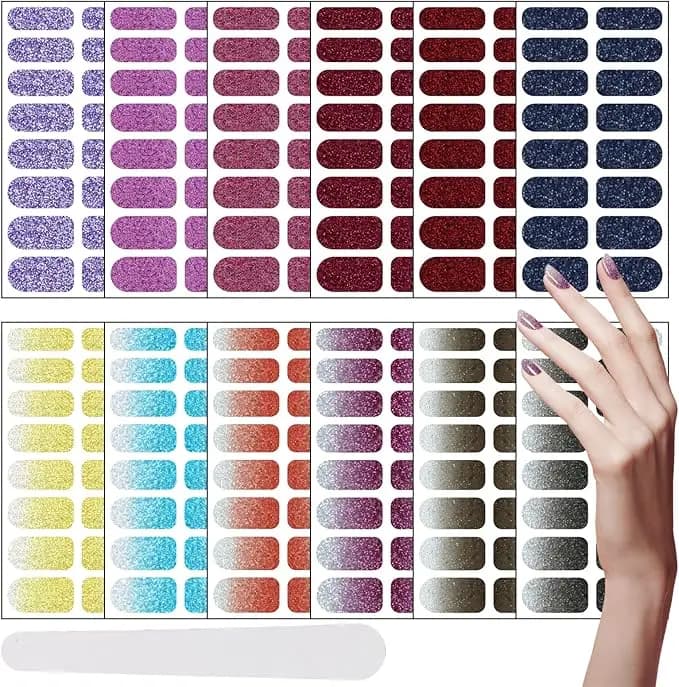 Pink Nude Full Cover Nail Sticker Gradient Color Self-Adhive Simple Full Nail Wraps DIY Thermal Effect Nail Art Making Manicur - 5