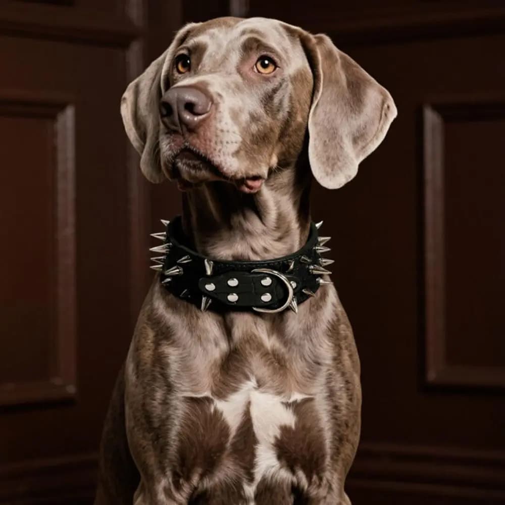 Anti-bite Spiked Dog Collars Adjustable Widen PU Leather Pet Necklace Heavy Duty Sharp Rivets Pet Collar Outdoor Dog Walking - 3