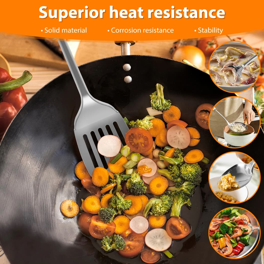 5Pcs Cooking Utensil Set, 11 PCS Stainless Steel Kitchen Utensil Set, Nonstick Kitchen Spoons Spatula Cookware Set - 5
