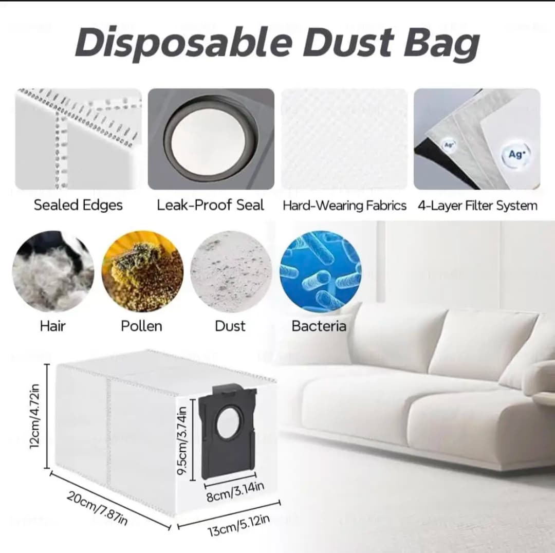 Dreame X50 UItra / S40 Enhanced Robot Vacuum Spare Parts Main Side Brushes Mop Cloths HEPA Filters Dust Bags Accessories - 6