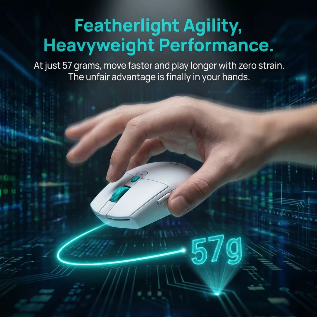 ماوس الألعاب اللاسلكي Logitech (G) G304X مع كابل شحن، 57 جرام، وضع مزدوج، برمجة ماكرو 6 أزرار بنقرة واحدة - 4