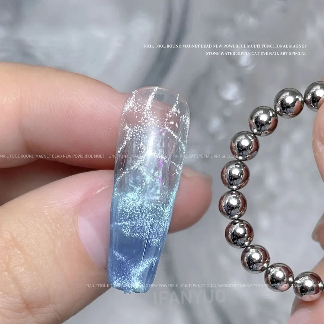 المغناطيسي كرة مستديرة جيل للأظافر البولندية ثلاثية الأبعاد قطاع تأثير مانيكير أدوات الرسم تموج الماء عيون القط المغناطيس الخرز المحيط نمط 10/20 قطعة - 2
