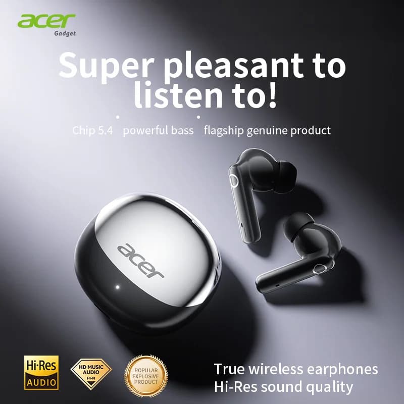 Acer Ohr546 Bluetooth Headphones 2025 New Model Wireless Earphones In-Ear Design Comfortable to Wear for Sports, Running, and Calls, Noise Reduction, Compatible with Mobile Phones, Tablets, and Laptop Devices