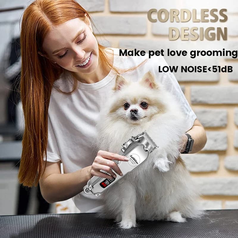Professional Dog Hair Clippers Full Metal Rechargeable Pet Trimmer Cat Shaver Cutting Machine Puppy Grooming Haircut Low Noice - 3