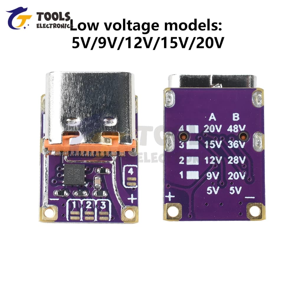 وحدة شحن سريع PD QC نوع-C وحدة تحفيز شحن سريع 5V-20V/20V-48V إخراج لبنك طاقة DIY - 2