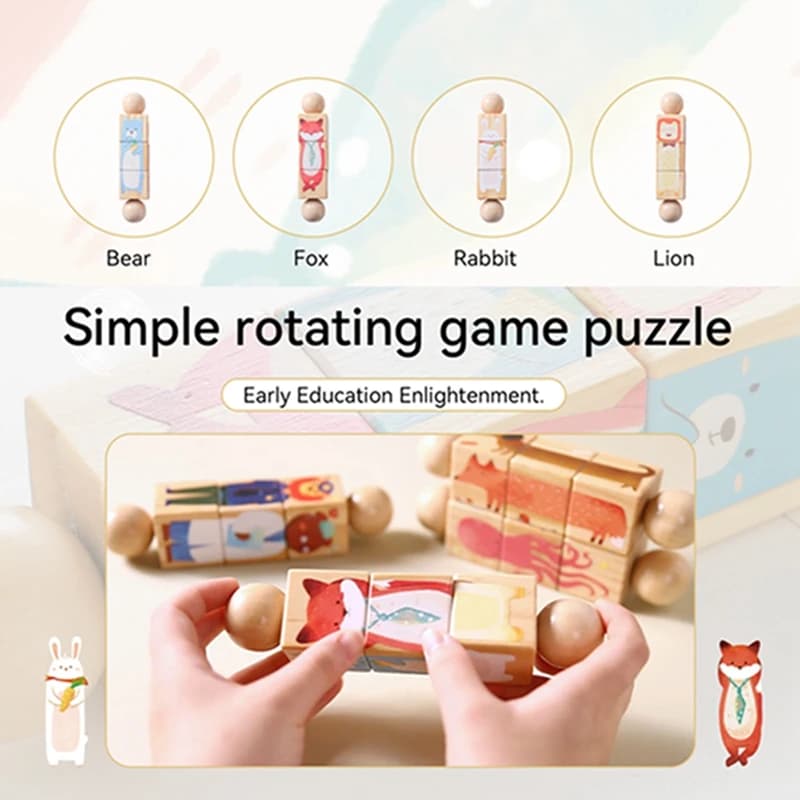 لعبة أحجية خشبية دوارة للرضع جرس يدوي لعبة رنين موسيقية سرير أطفال لعبة أحجية مونتيسوري للرضع هدية مولود جديد - 5