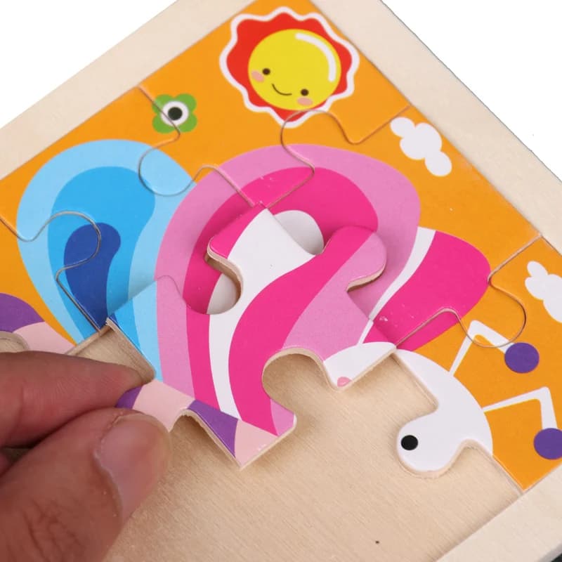 Hot Sale 11X11CM Kids Wooden Puzzle Baby Cartoon Animal Traffic Tangram Wood Puzzle Educational Jigsaw Toys For Children Gifts - 5