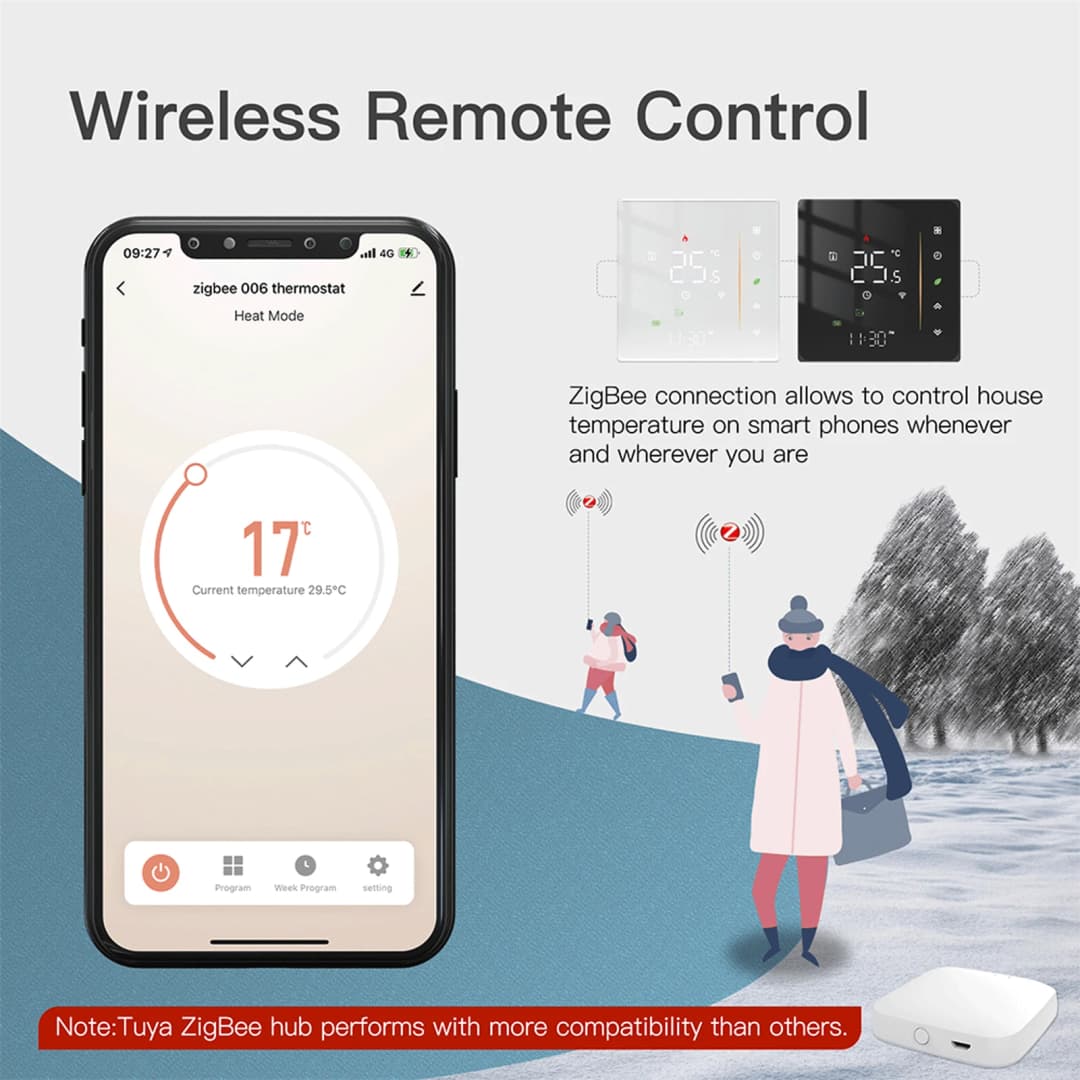 MOES Zigbee Thermostat Room Temperature Controller of Water/Electric Floor Heating Gas Boiler Humidity Tuya Work with Alex 5A16A - 3