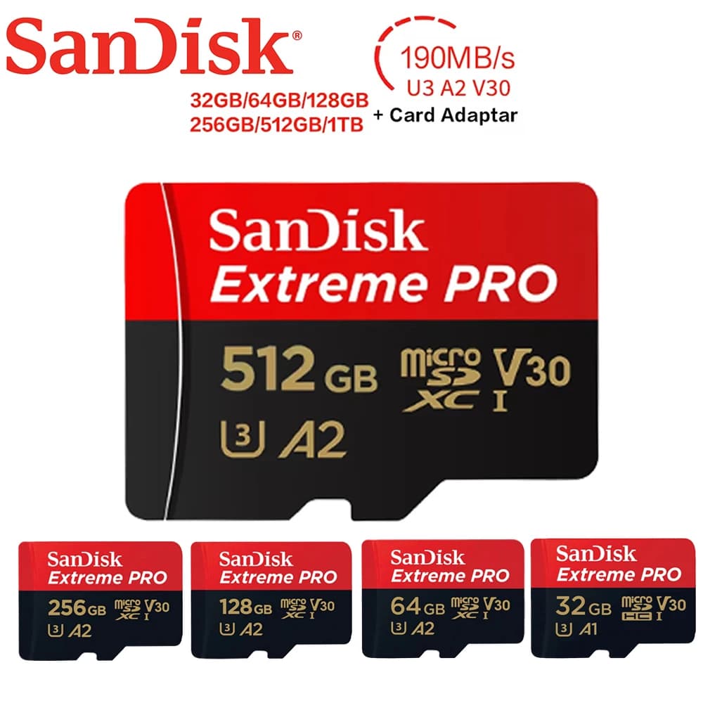 Sandisk Extreme PRO Card 32GB 64GB Original 128GB 256GB 512GB 1TB V30 Micro SD Card Class 10 UHS-I U3 Memory Card - 3