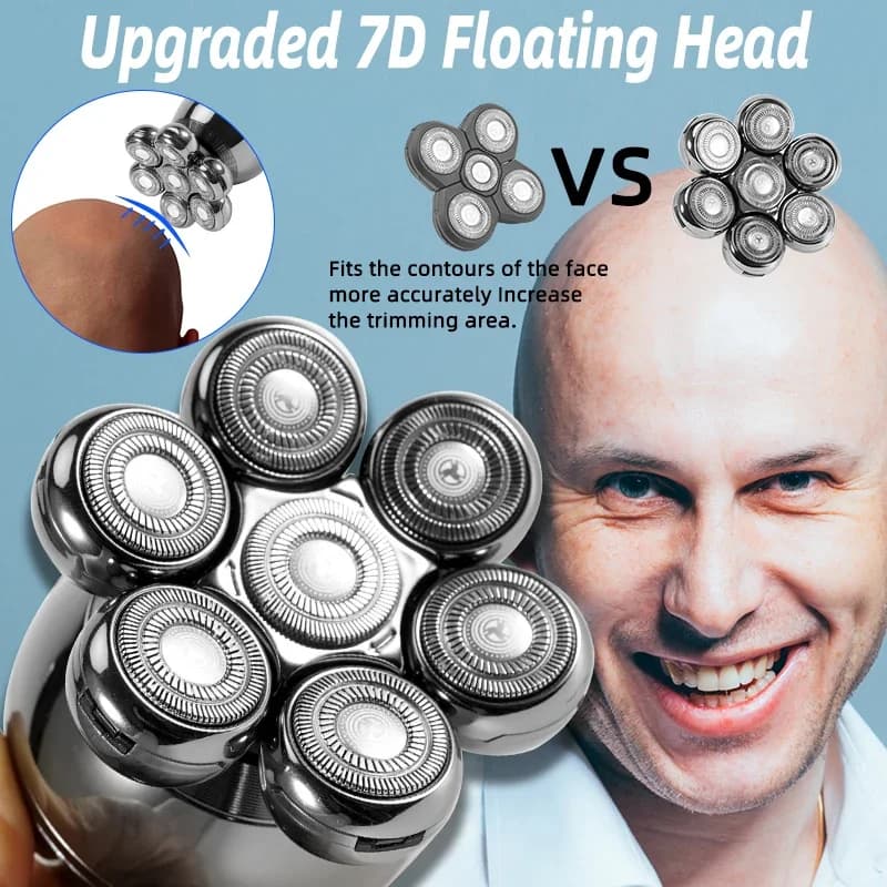 Mens 7 Blade Razor Replacement Shaving Heads Floating Washable Electric 7D Shavers Trimmers Kit Cutter Blades - 6