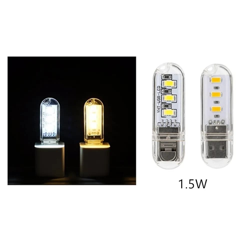 1 قطعة 3 LED USB 5 فولت مصباح ليد المحمولة فائقة السطوع كمبيوتر صغير LED مصباح كتاب مصباح USB شاحن الطاقة القراءة ضوء أبيض دافئ