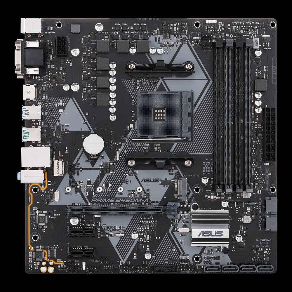 لوحة أم Asus PRIME B450M-A بمقبس AM4 وذاكرة DDR4 تدعم معالجات Ryzen 5 5600 و5700 و4300G - 2