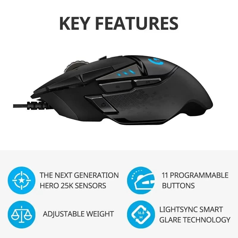 فأرة ألعاب سلكية Logitech G502hero Master، أدوات رياضة إلكترونية، ماكرو CS، ملحقات برمجة - 2