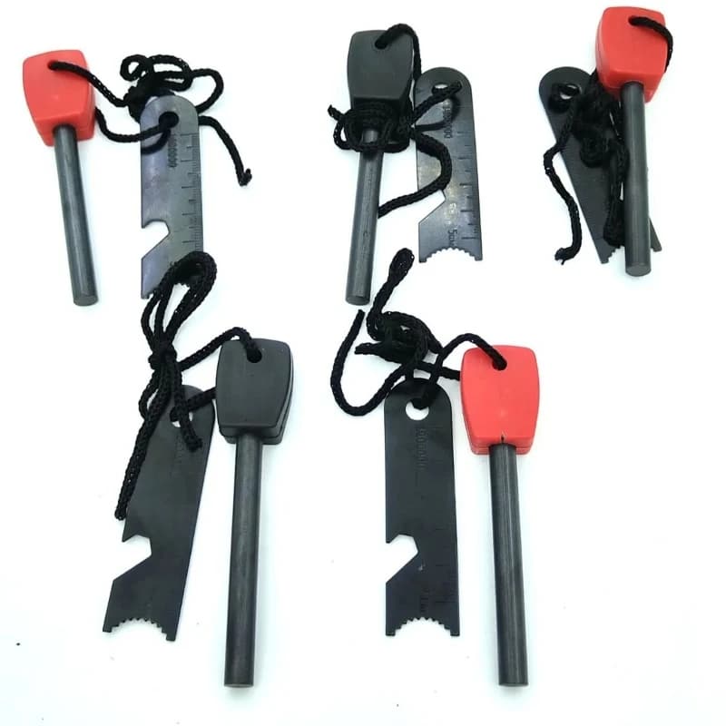 قضيب مغنيسيوم حجر صوان كبير صلب: مشعل نار خارجي جديد للتخييم والمشي لمسافات طويلة معدات نجاة طوارئ، بالإضافة إلى فتاحة زجاجات