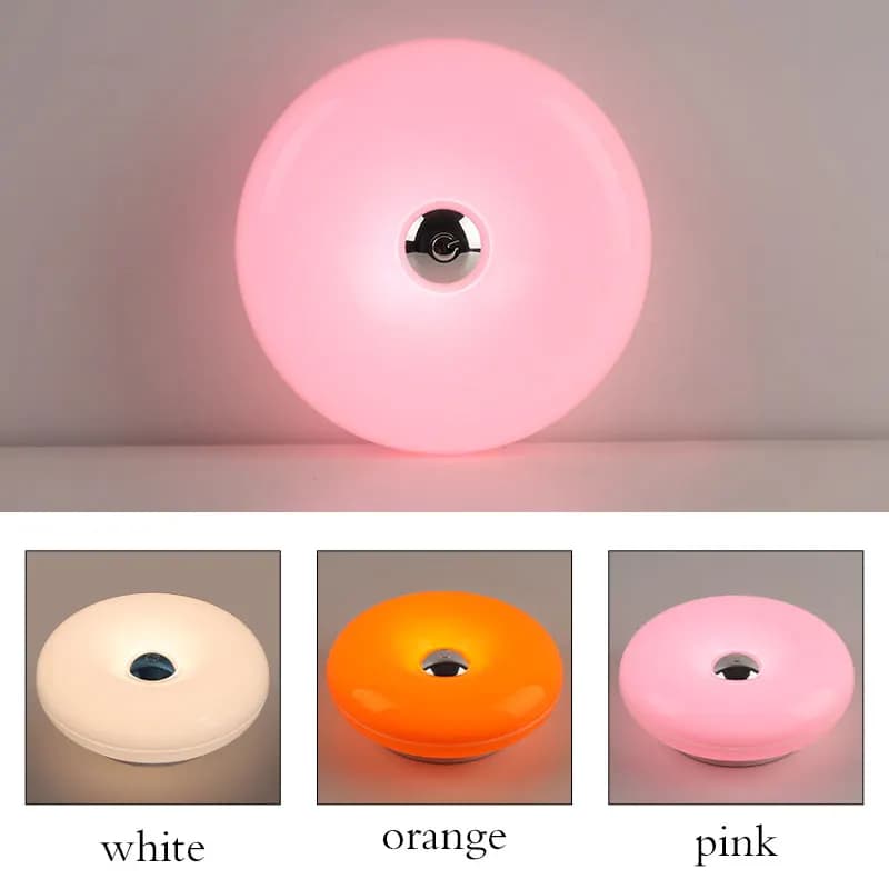 Creative Donut-Shaped Table Lamp, Wall-Mounted, Rechargeable, with Three Color Temperatures, Suitable for Decorative Lighting in Living Rooms, Bedrooms, Dining Areas, Etc. - 6