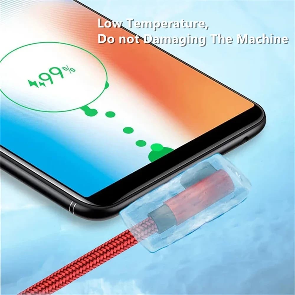 كابل بيانات شحن سريع 66 واط 6A، كابل يو اس بي إلى تايب سي مع كوع مفرد، أطوال 0.25م و1م و1.5م و2م و3م - 6