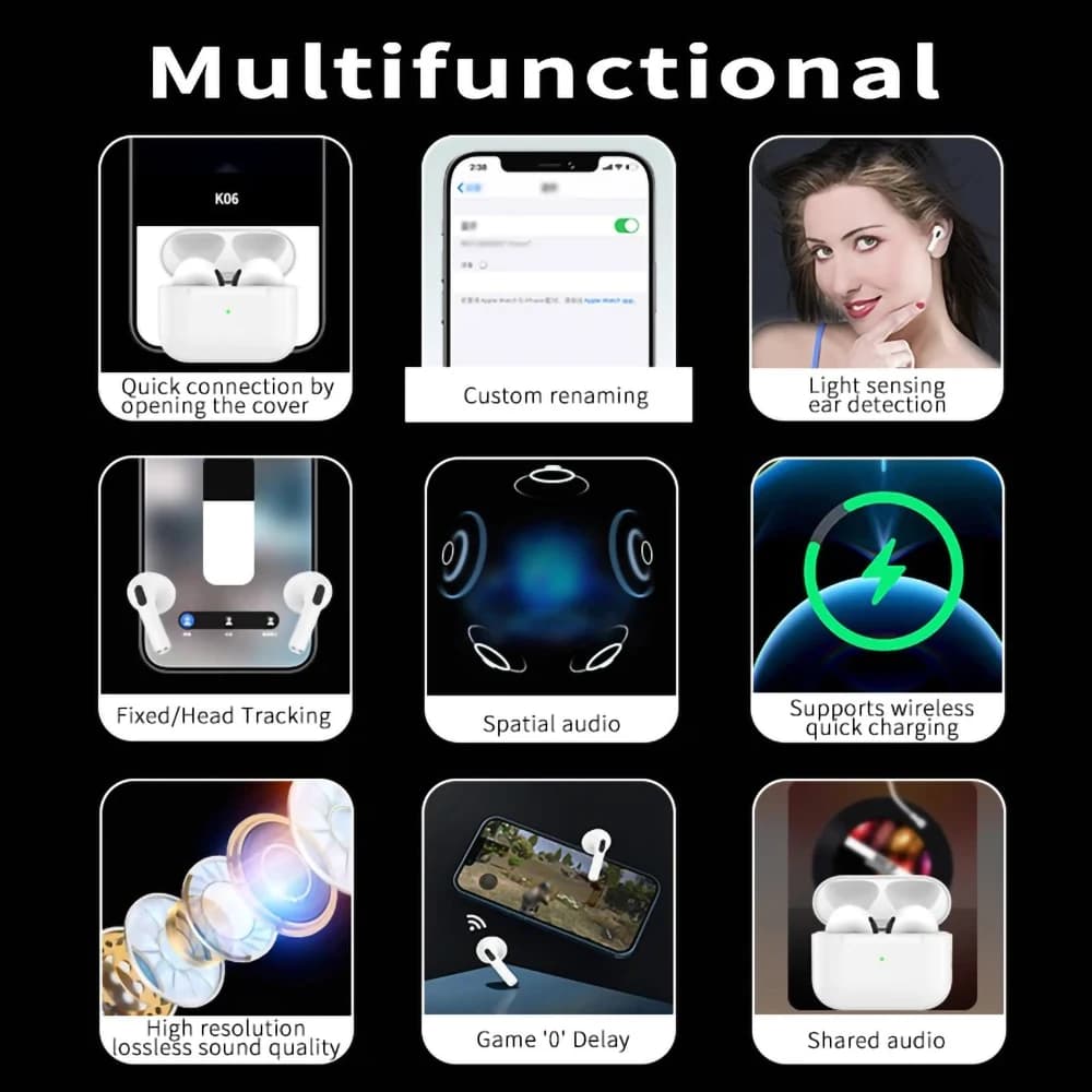 TWS Wireless Bluetooth Earphones ANC Noise Reduction earbuds With Microphone for iOS Android PC - 6