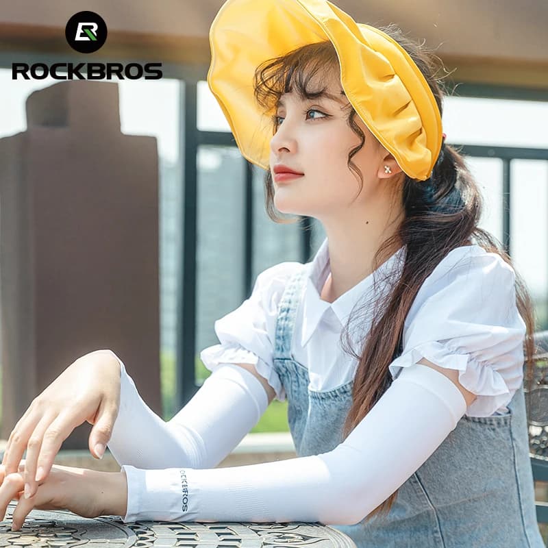 أكمام دراجة ROCKBROS من الحرير الجليدي، أكمام صيفية للدراجات الهوائية، حماية للذراعين أثناء ركوب الدراجات، حماية من أشعة الشمس فوق البنفسجية، أكمام رياضية لركوب الدراجات الجبلية والطرق - 5