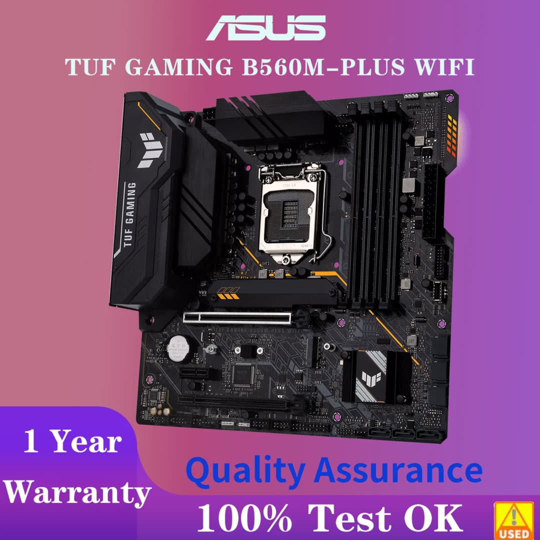 لوحة أم ASUS TUF GAMING B560M-PLUS WIFI، مقبس LGA1200، معالج DDR4 5000(O.C) MHz، شريحة B560، لوحة رئيسية mATX
