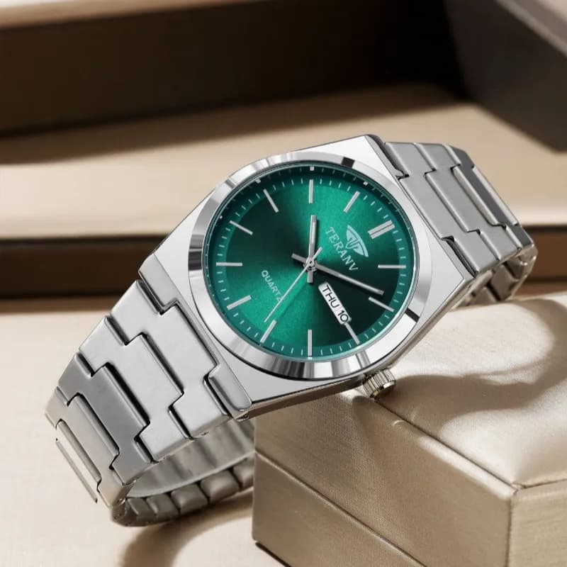 Men's Watch, Slim Stainless Steel Calendar Fashion Quartz Watch - 3