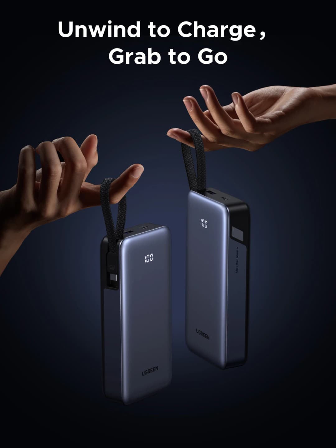 UGREEN 45W 20000mAh Built-in Type C Cable Power Bank for Samsung S25 Ultra PPS Fast Charging Battery External Battery Charger - 4