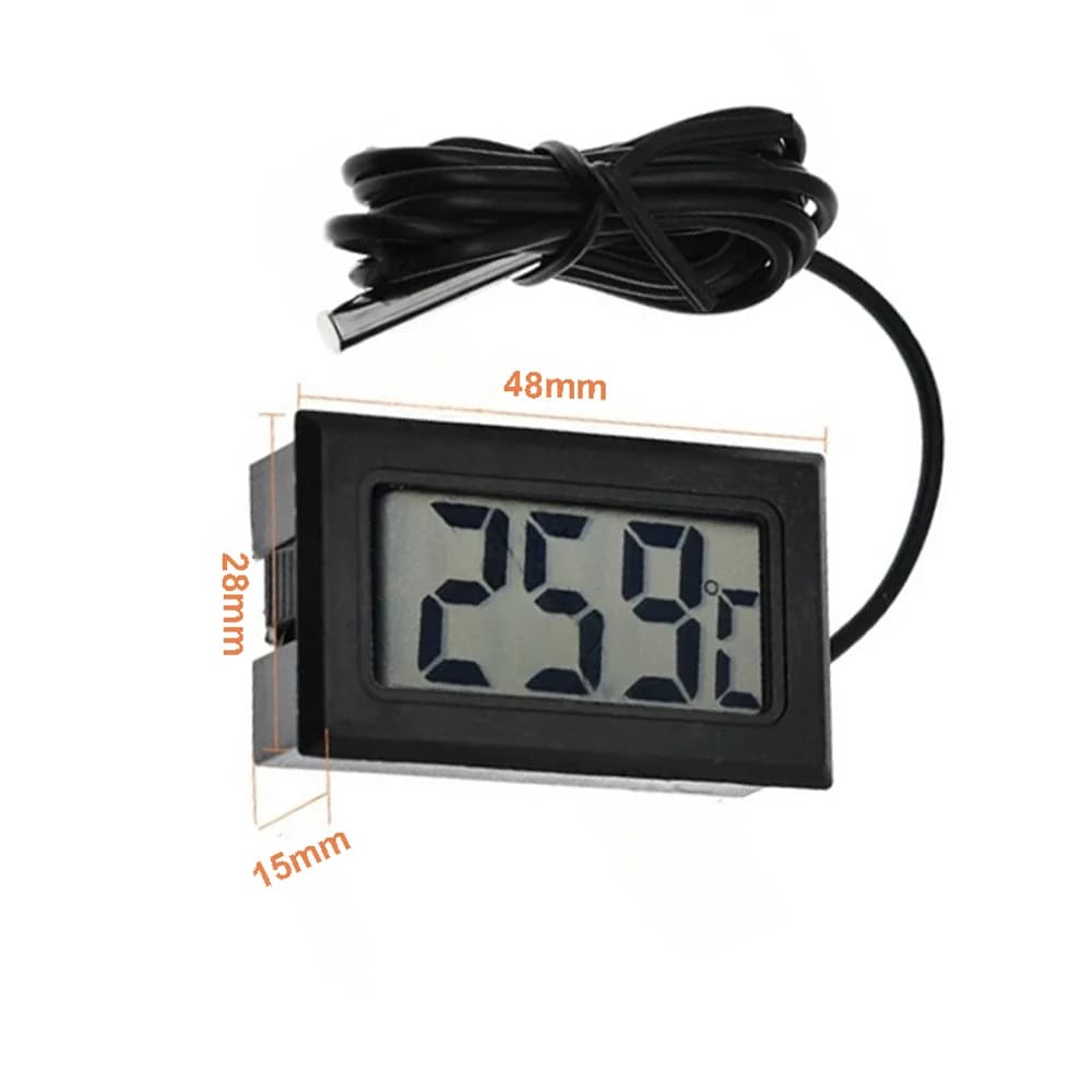 TPM-10 Mini ميزان حرارة رقمي بشاشة LCD، مقياس رطوبة، مسبار مقاوم للماء 1 متر/2 متر، للثلاجة، حوض السمك - 2