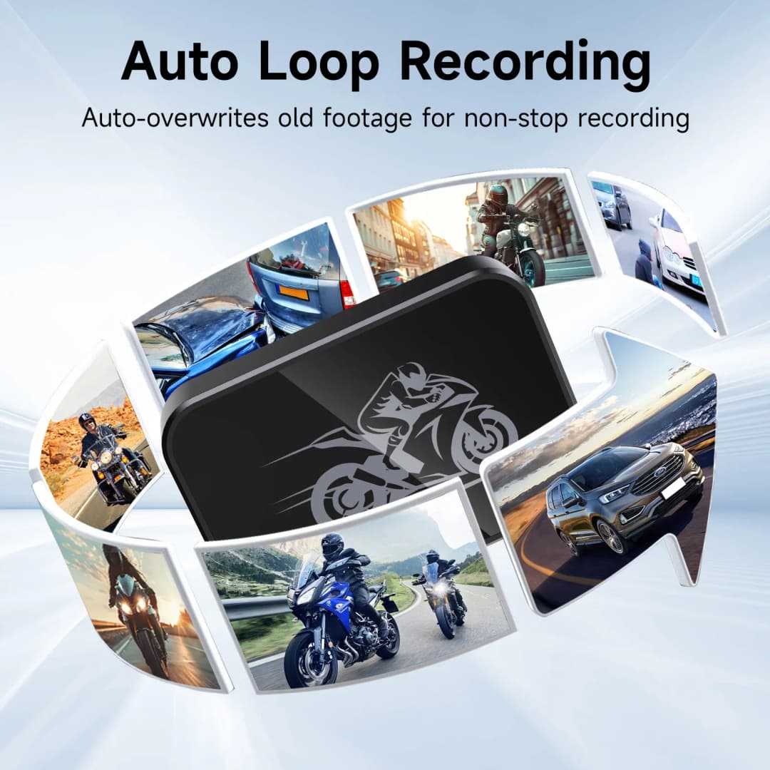 JIUYIN كاميرا مزدوجة دراجة نارية DVR 1080P كاميرا أكشن مسجل أمامي وخلفي مقاوم للماء داش كام للرؤية الليلية مع واي فاي - 2