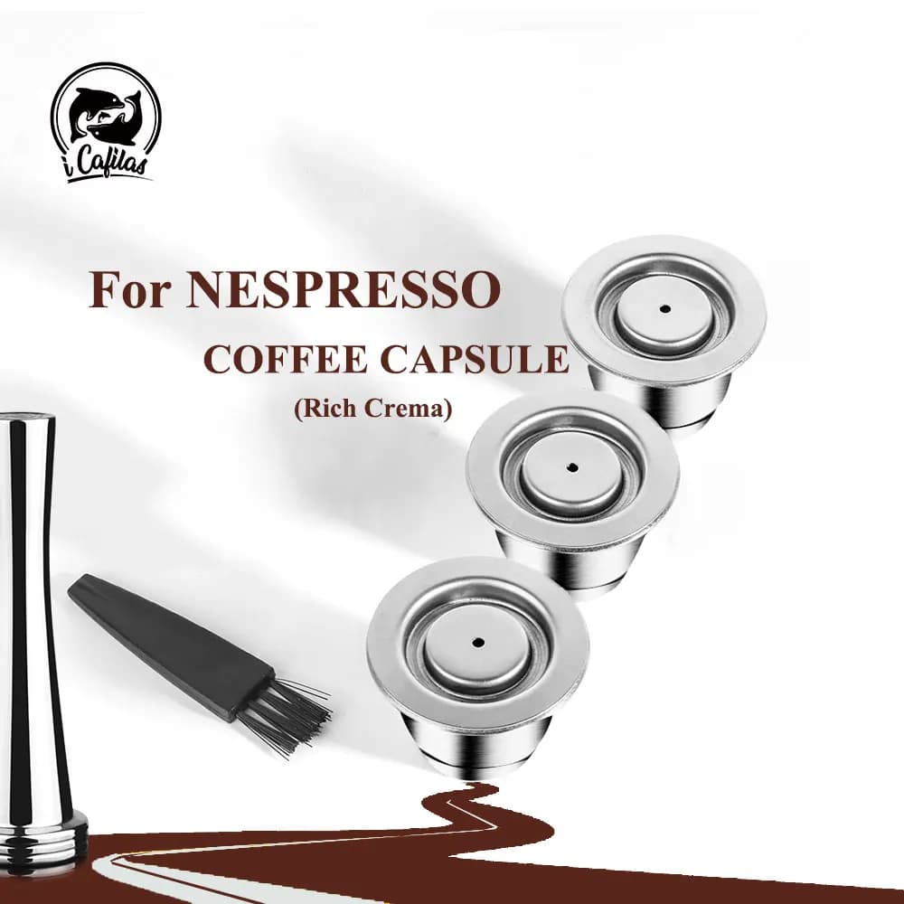 كبسولات قهوة قابلة لإعادة الاستخدام لآلة قهوة نسبريسو كبسولة قهوة قابلة لإعادة الملء من الفولاذ المقاوم للصدأ كوب قهوة كريما غنية