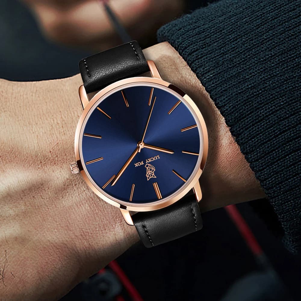 LUCKY FOX Classic Luxury Men Watch Simple Casual Men and Women Round Large Dial Quartz Watch Clock Gifts Men Reloj - 2