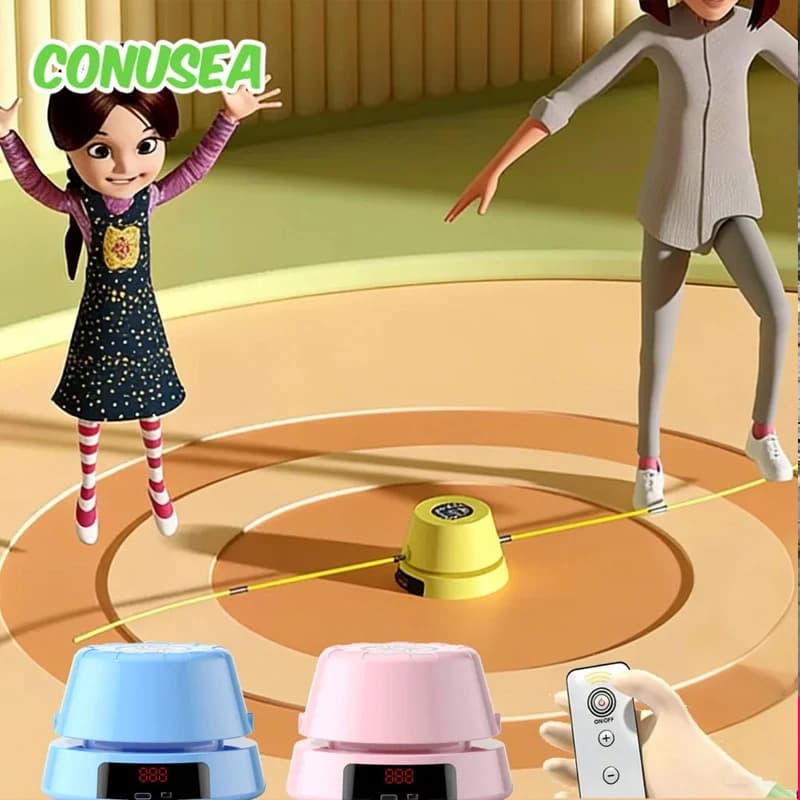 جهاز قفز الحبل الكهربائي مع تحكم عن بعد، حبل قفز تلقائي بعداد رقمي، ألعاب وتمارين داخلية وخارجية للأطفال