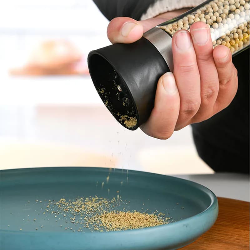 1pc Stainless Steel Pepper Grinder, Seasoning Bottle, Glass Seasoning Bottle, Grinder, Crusher - 2